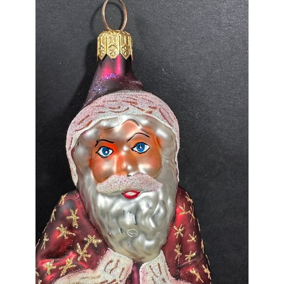 Christopher Radko Velvet Plum Nicholas Glass Santa Ornament 1998 with Box and Ta - Picture 5 of 15